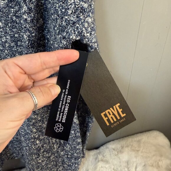 NWT FRYE Women’s Marled Knit Open Cardigan Oversized Sweater Dress Blue Size S - Picture 4 of 6
